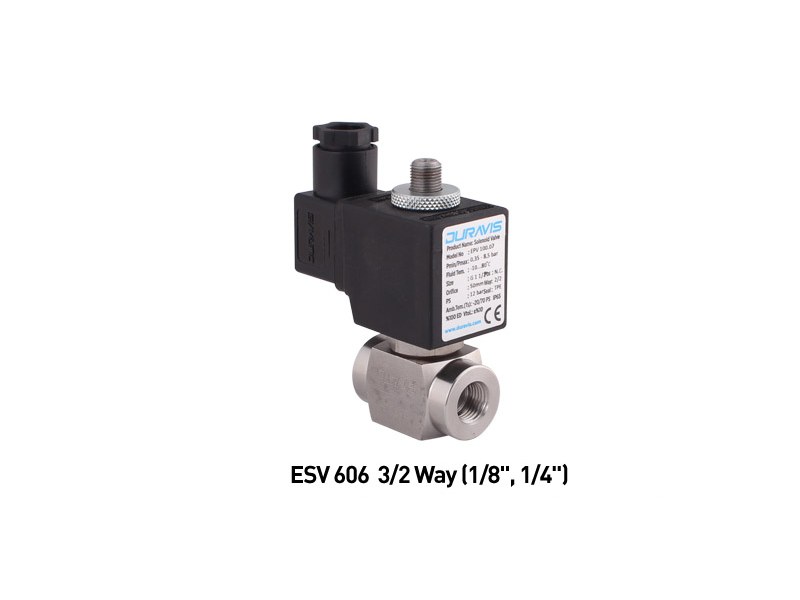 Paslanmaz Solenoid Valf – 3 Yollu Direkt Çekmeli (1/8"–1/4")