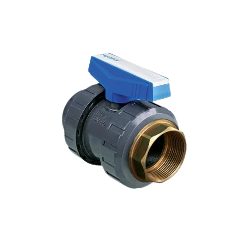 U-PVC Küresel Su Vanası İçten Dişli (Tek Tarafı Pirinç İç Diş)