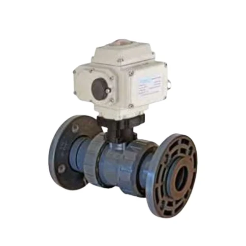 U-PVC Elektrik Aktüatörlü Yapıştırma Muflu Küresel Su Vanası Flanş Bağlantılı 24 V DC/24 V AC