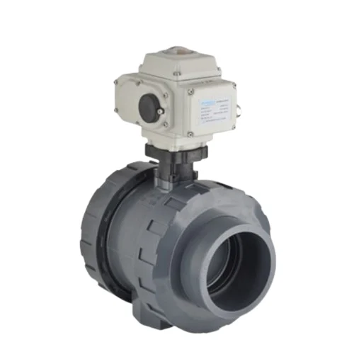 U-PVC Elektrik Aktüatörlü Yapıştırma Muflu Küresel Su Vanası Tek Taraf İç Dişli 110-260 V AC