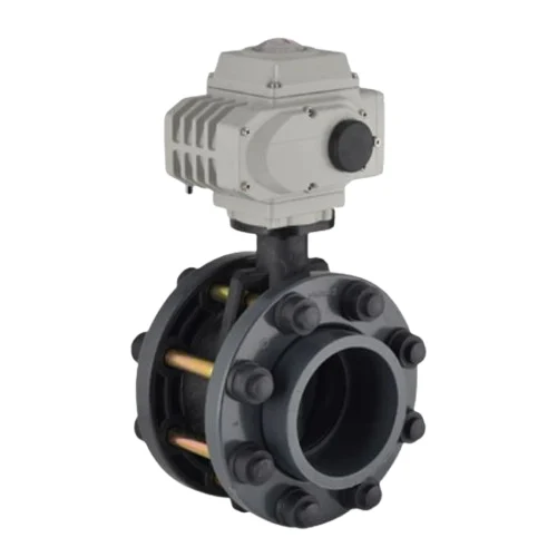 U-PVC Elektrik Aktüatörlü Kelebek Vana 24 V DC / 24 V AC (Takım 316) Asit İçin