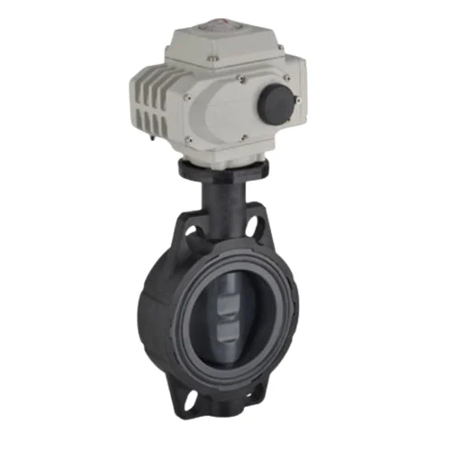 U-PVC Elektrik Aktüatörlü Kelebek Vana 100-260 V AC (Çıplak) Asit İçin